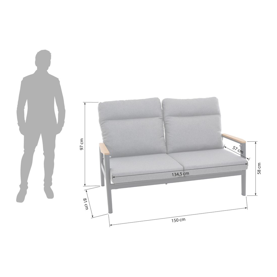 Siena Garden Cortina Gartenloungesofa Aluminium/Rope/Kunstfaser