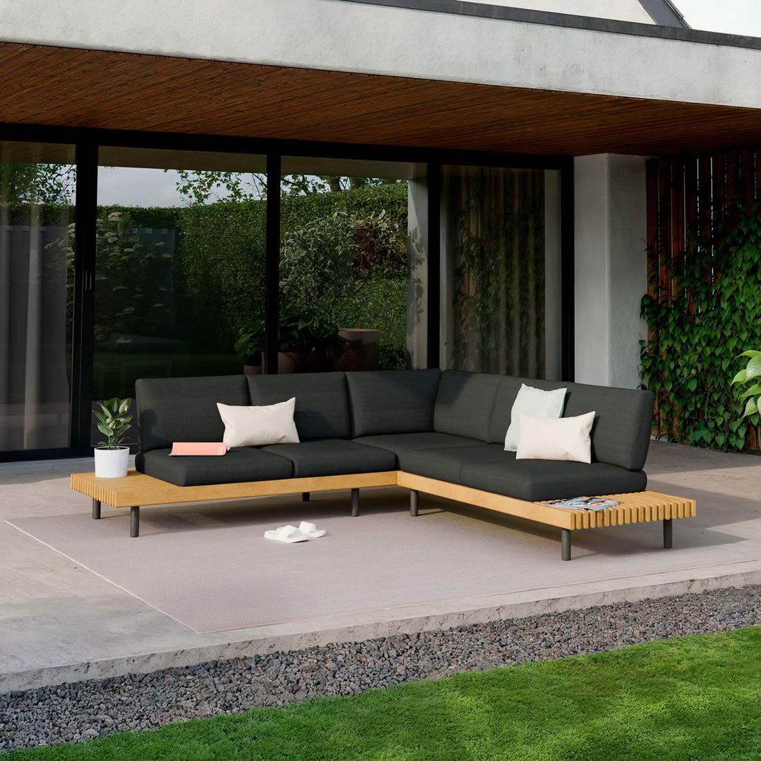 OUTLIV. Portillo Ecklounge Stahl/Akazie/Polyester