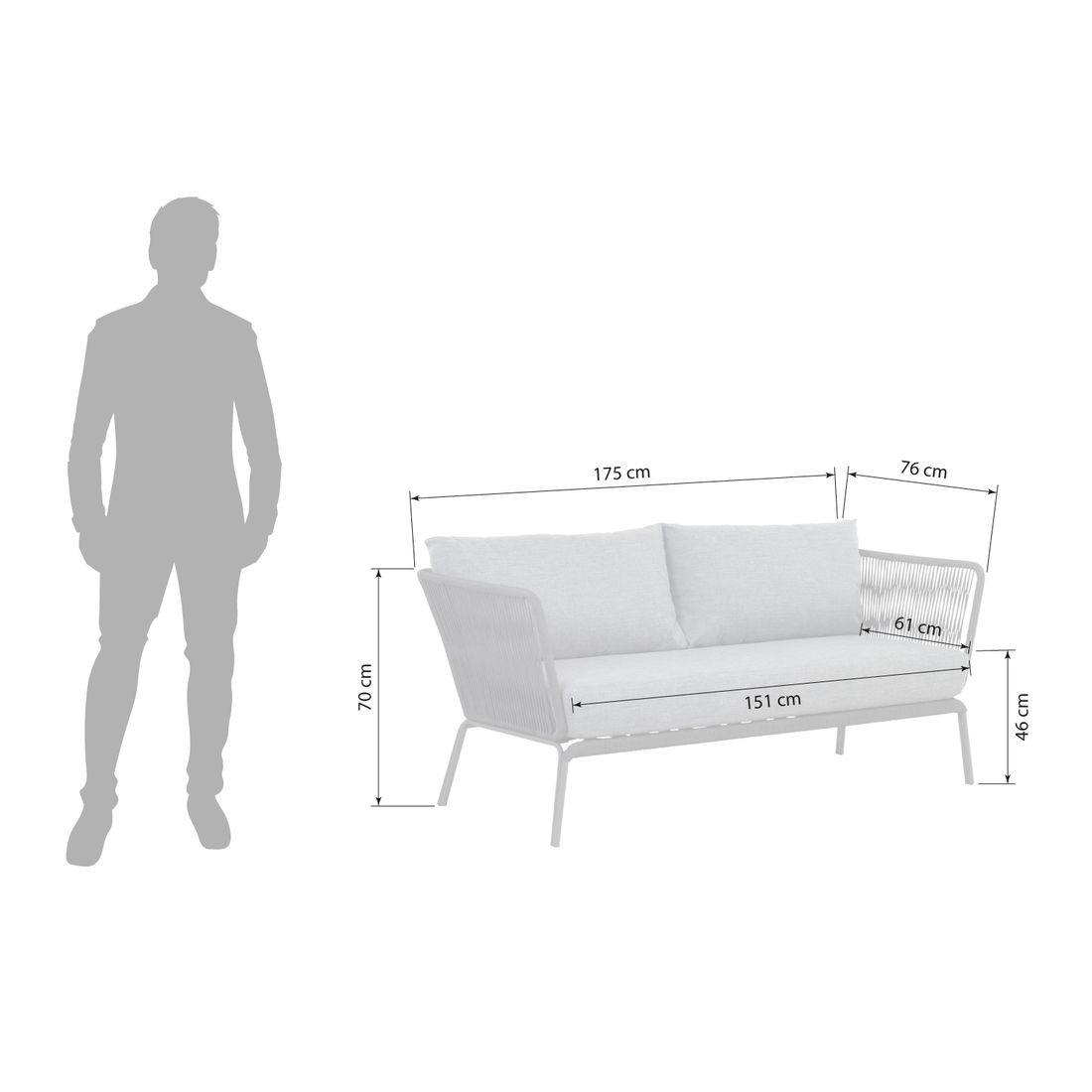 Cosmic Collection Lion Gartenloungesofa Stahl/Rope/Olefin