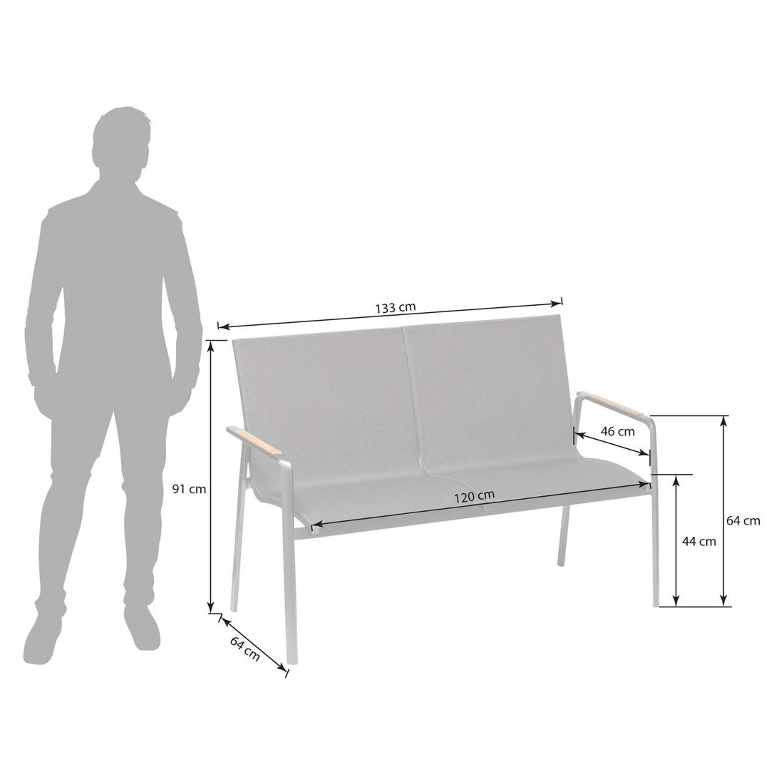 Kettler Diamond Gartenbank Aluminium/Outdoorgewebe