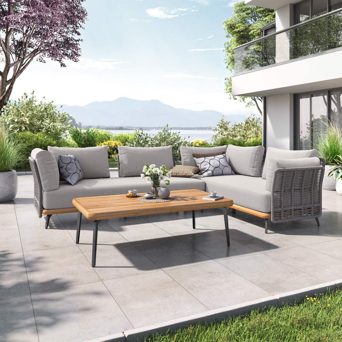 OUTLIV. Ava Ecklounge inkl. Loungetisch Akazie/Rope/Polyester