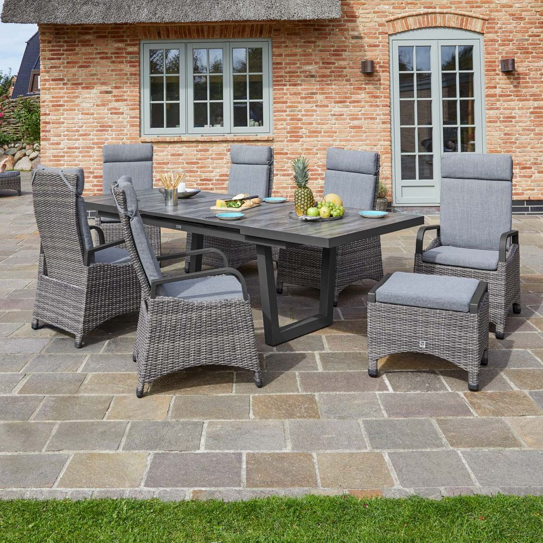 LC Garden Komido Loungehocker Aluminium/Geflecht