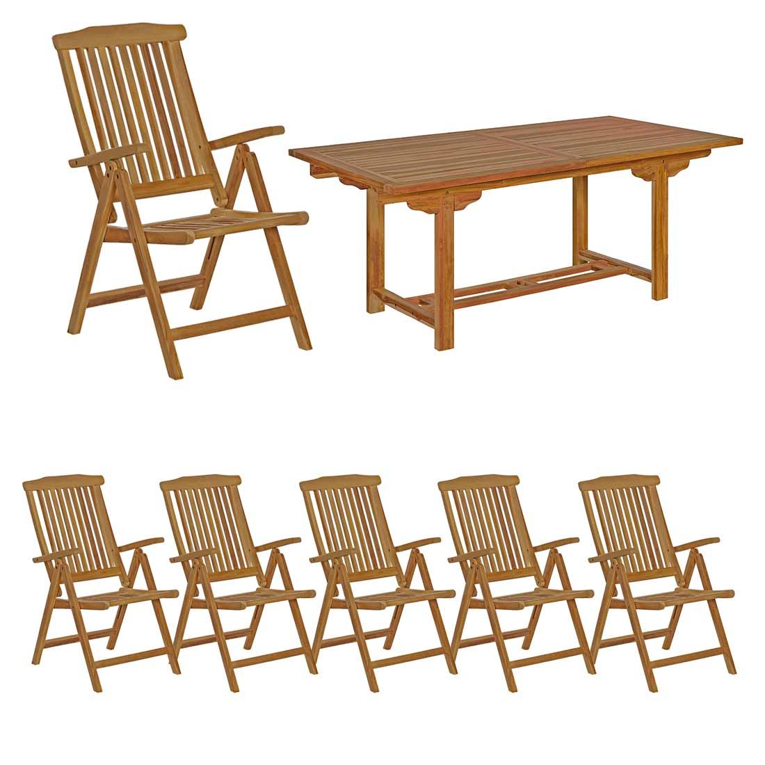 OUTLIV. Ontario Gartenmöbel-Set L (6 Plätze) Tisch 180/240x100cm