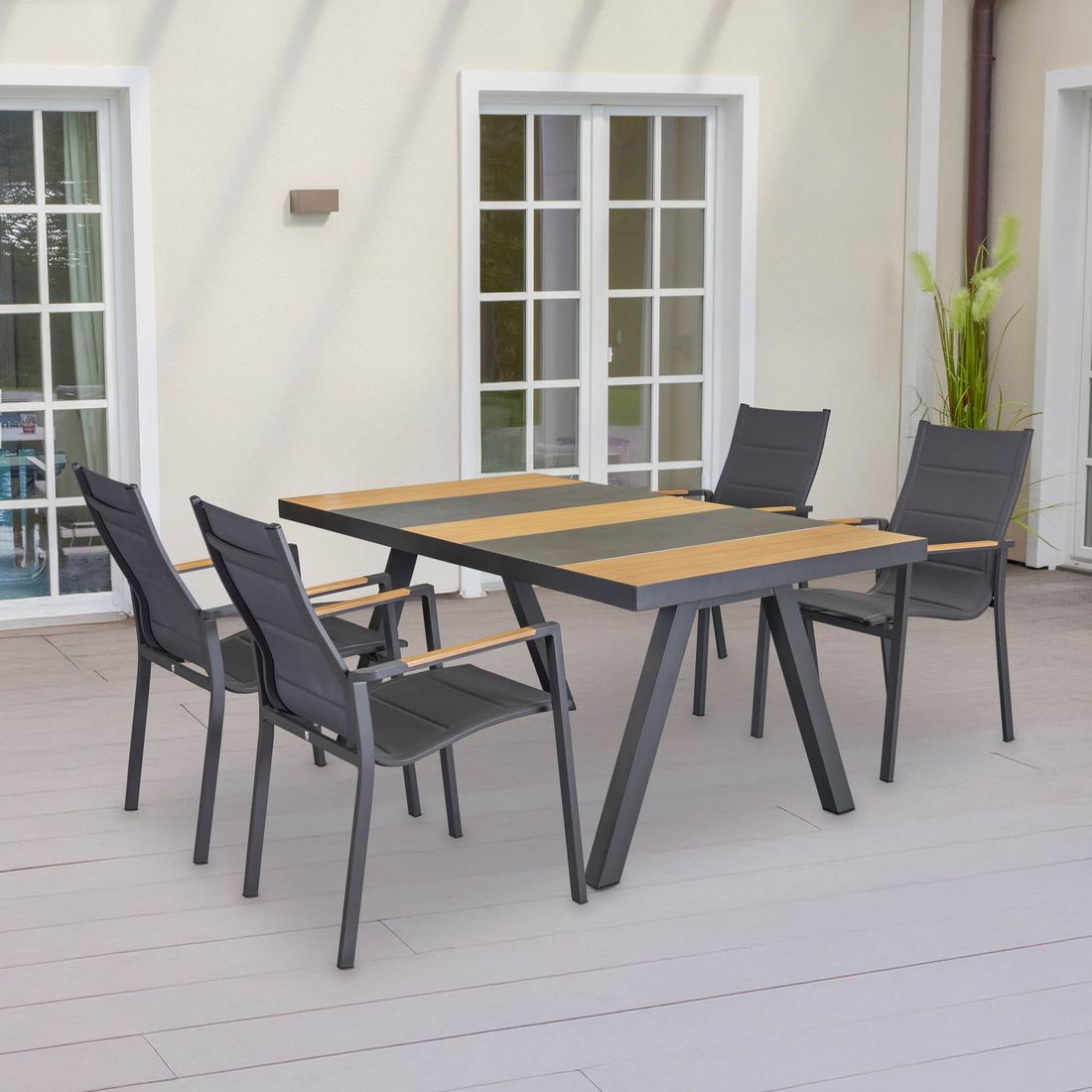 LC Garden Kumasi Gartentisch 167x90,5cm Aluminium/Teak/Keramik