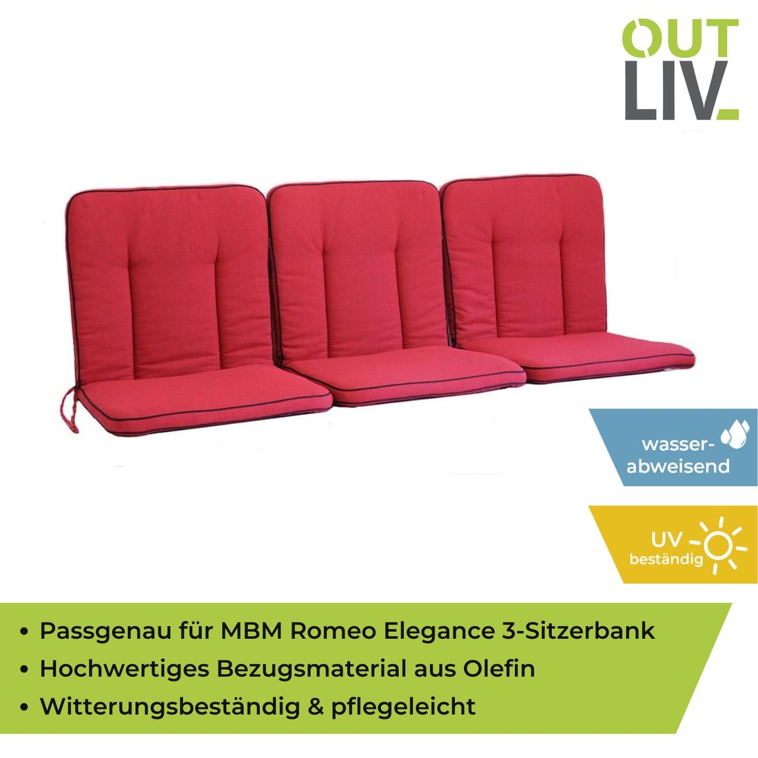 OUTLIV. Romeo Elegance  3-Sitzer-Bankauflage Olefin