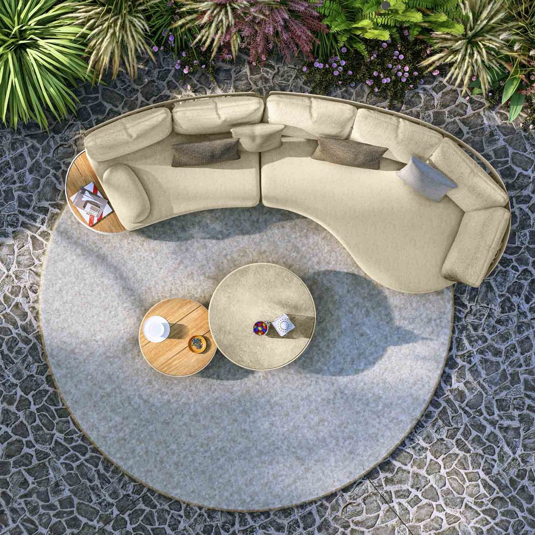 Zebra Wave Loungeset inkl. Loungetisch Aluminium/Sunproof