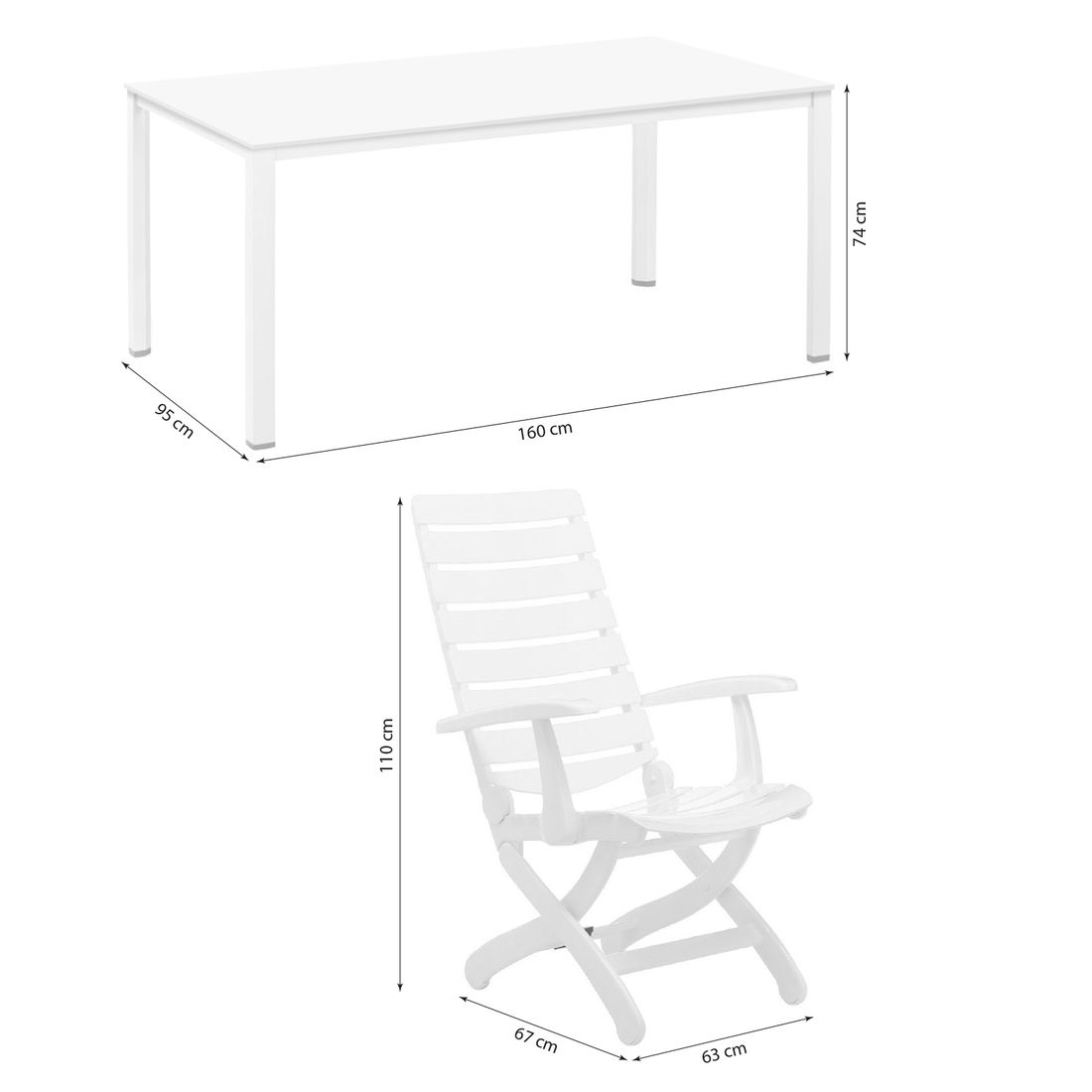 Kettler Tiffany Gartenmöbel-Set M verstellbar (4 Plätze) Tisch 160x95cm