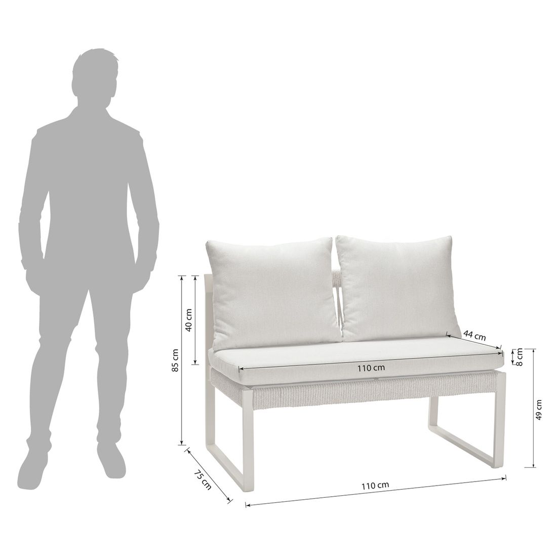 Stern Tammo Diningsofa Aluminium/Rope/Outdoorstoff
