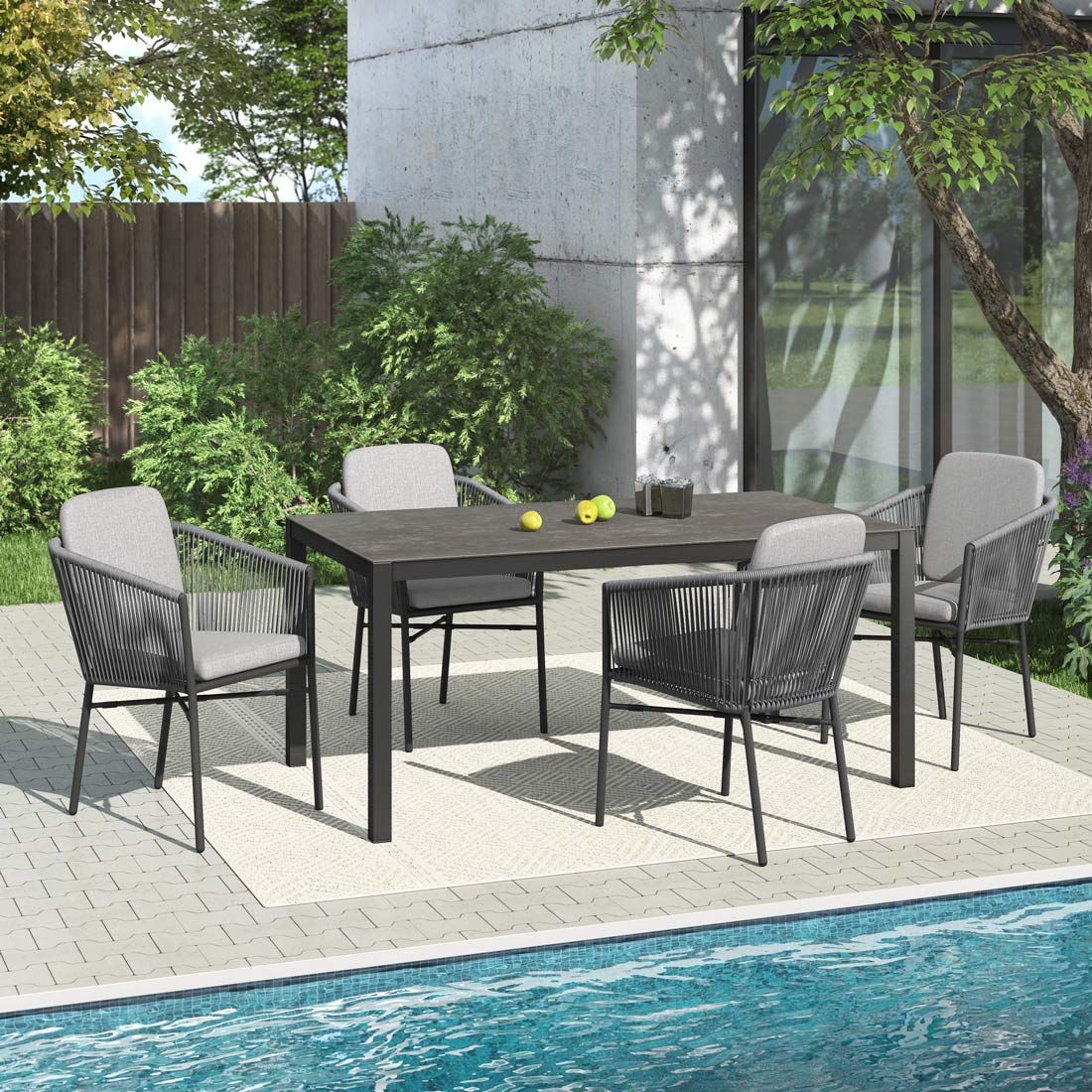 OUTLIV. Ohio Gartenmöbel-Set 5-tlg. Tisch 160x90cm