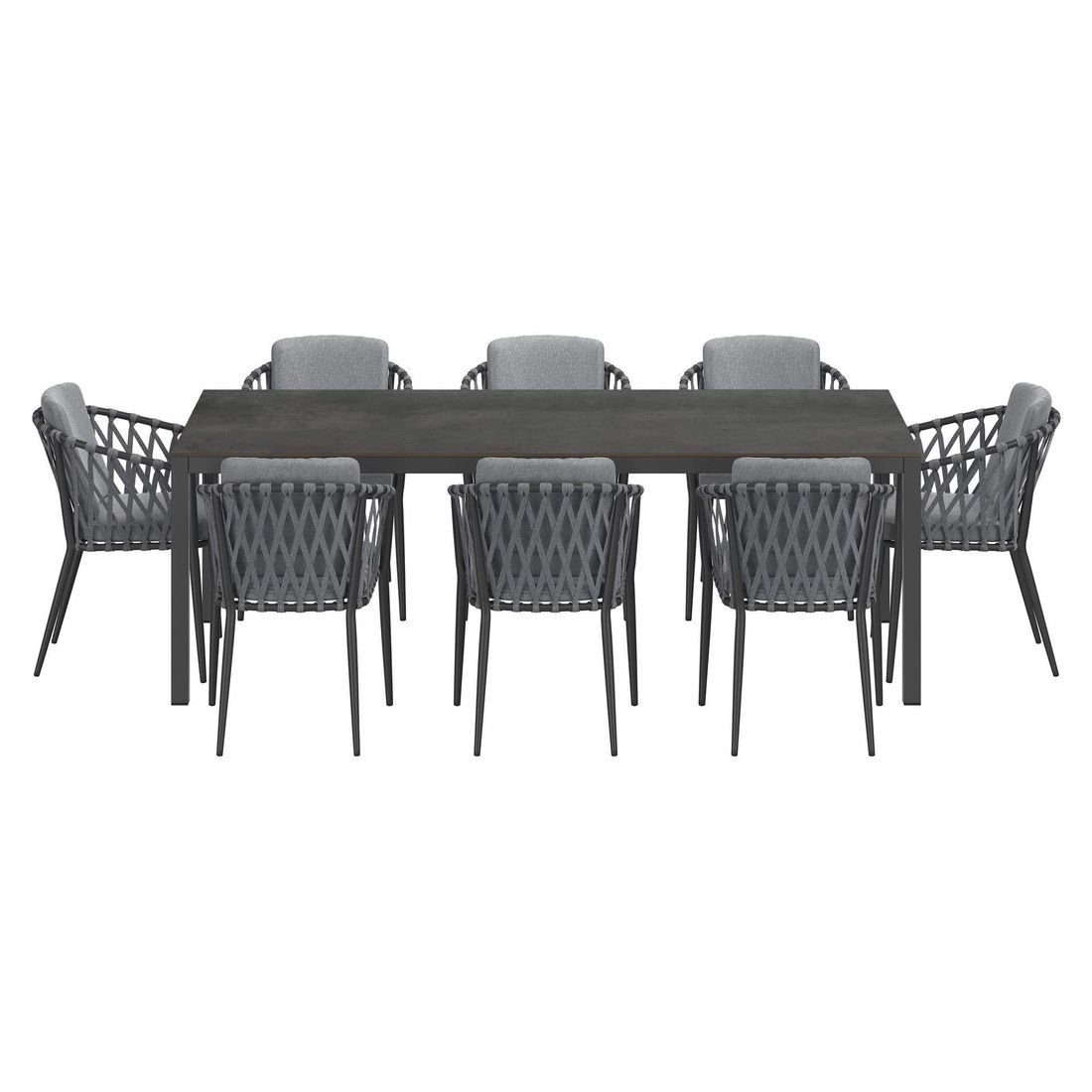 OUTLIV. Cairns Gartenmöbel-Set XL (8 Plätze) Tisch 220x100cm Aluminium/HPL Vierfuß