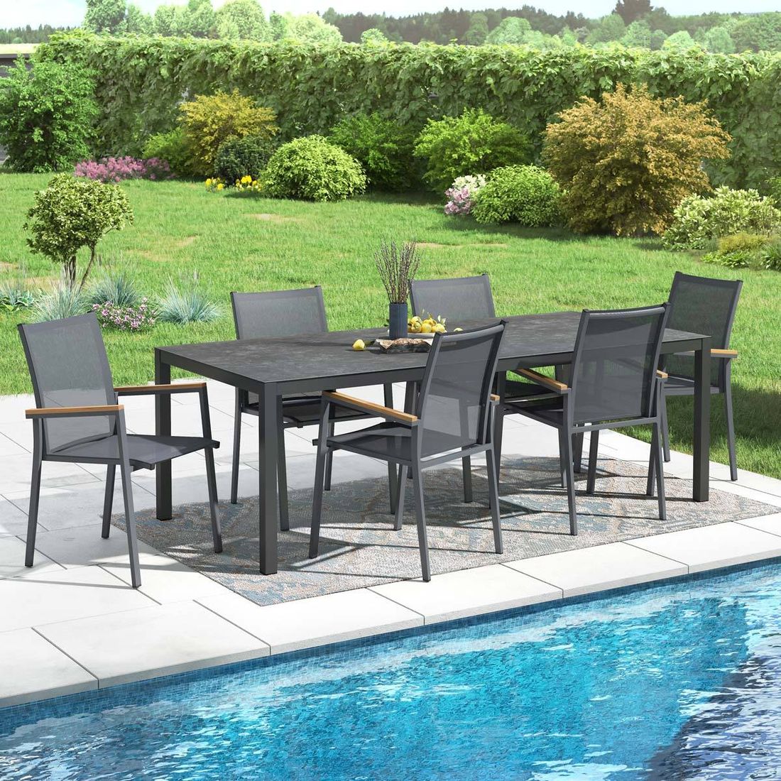 OUTLIV. Kobe Gartenmöbel-Set L (6 Plätze) Tisch 220x100cm