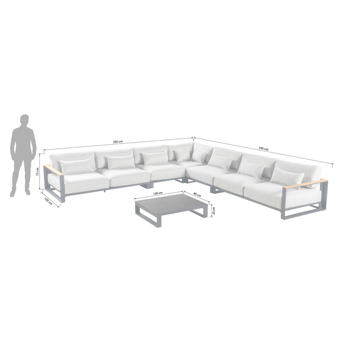 OUTLIV. Ravino Ecklounge inkl. Loungetisch Aluminium/Olefin