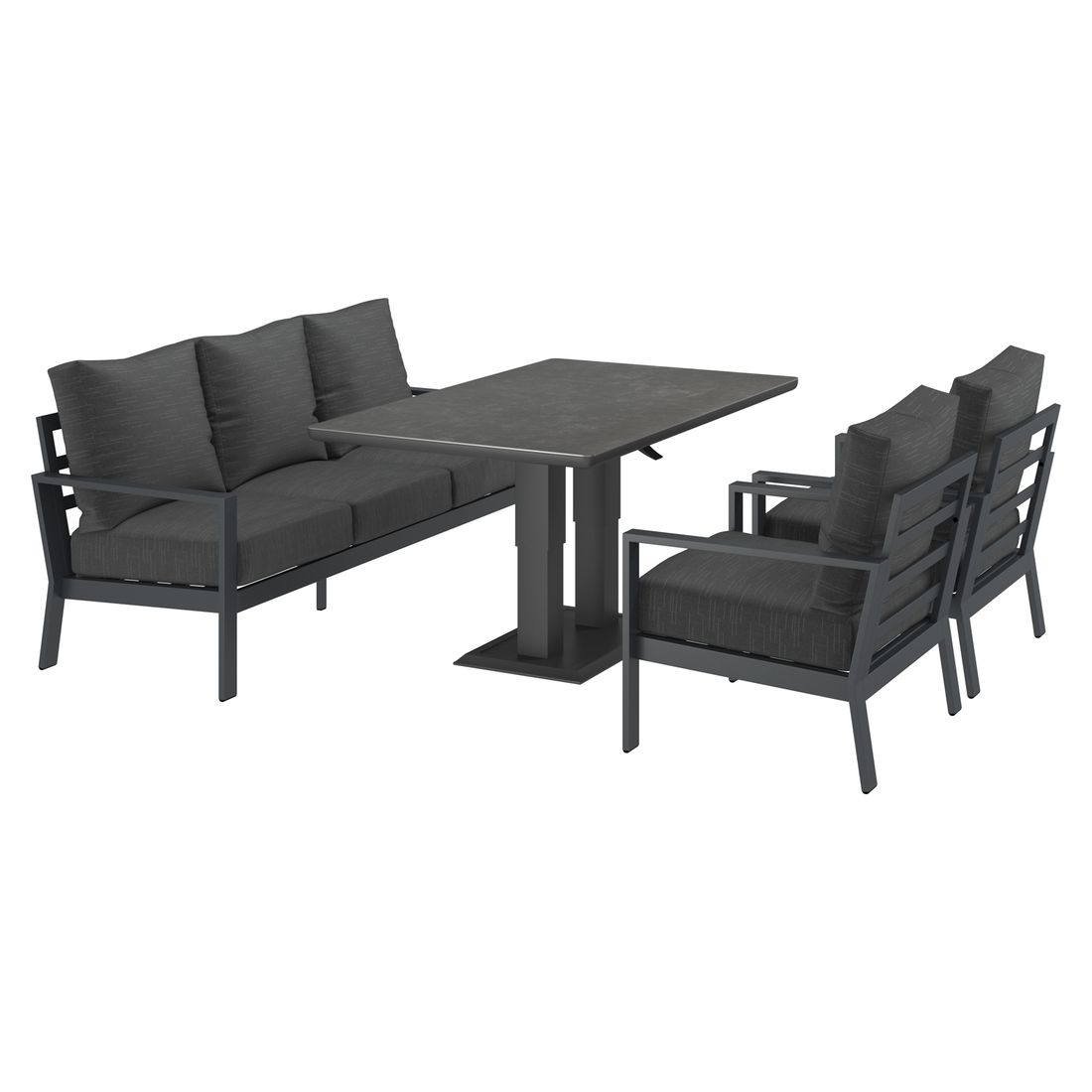 OUTLIV. Atlanta Low Dining Loungeset inkl. Lifttisch Aluminium/Olefin