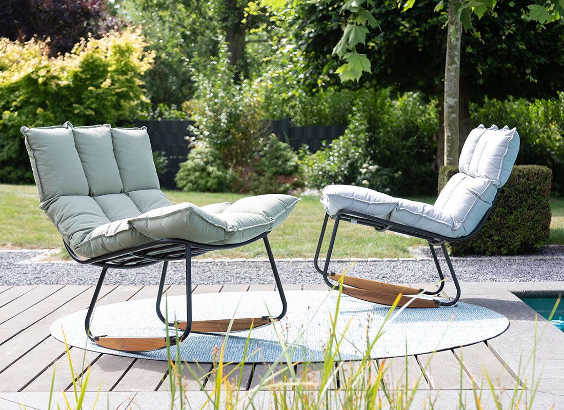 SCHÖNER WOHNEN-Kollektion Leska Schaukelstuhl ink.Hocker Aluminium/Sunbrella