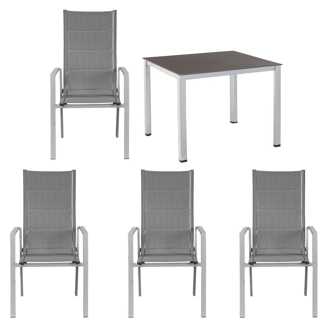 OUTLIV. Melbourne Gartenmöbel-Set M (4 Plätze) mit Kettler Tisch 95x95cm