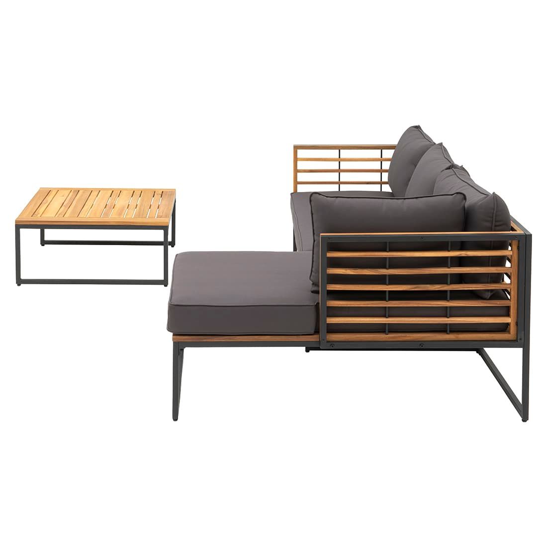 OUTLIV. Floris Ecklounge inkl. Loungetisch Stahl/Akazie/Polyester