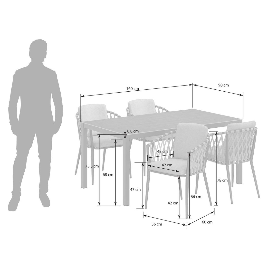 OUTLIV. Cairns Gartenmöbel-Set Tisch 160x90 cm