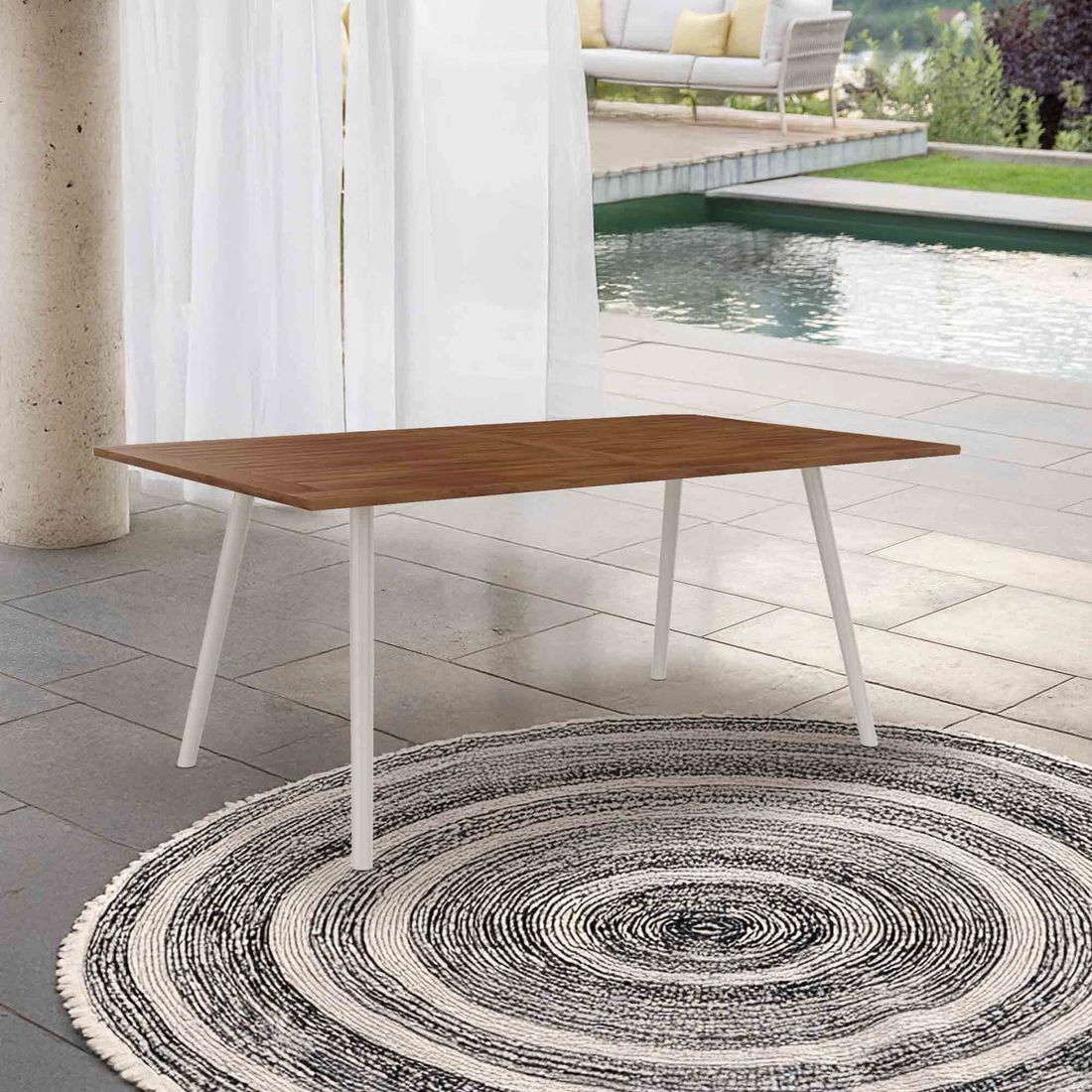 Stern Interno Gartentisch 180x100cm Aluminium/Teak
