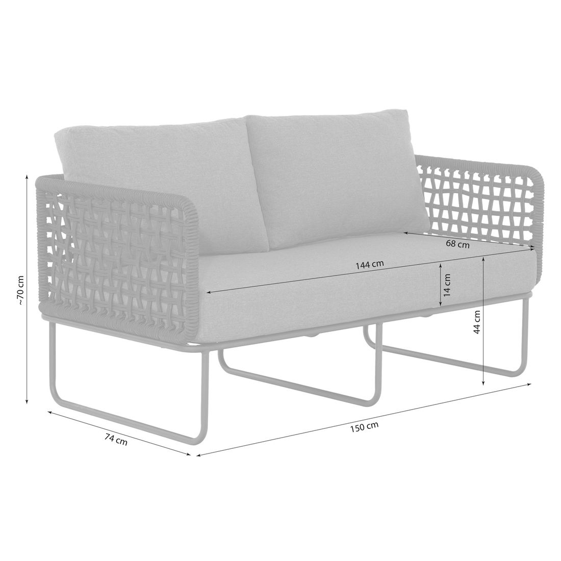 Cosmic Collection Tender Diningsofa Stahl/Rope/Olefin
