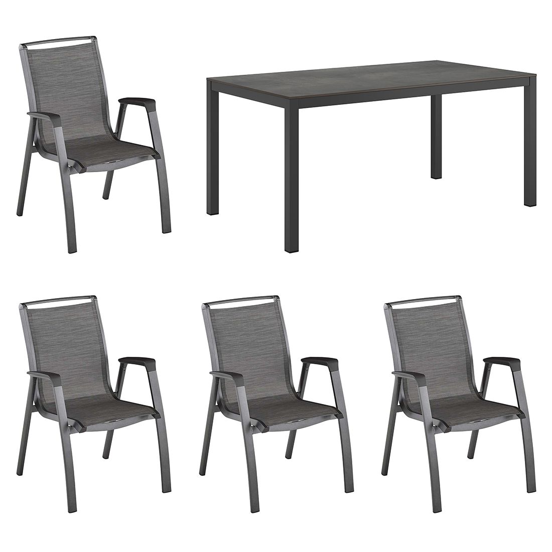 Kettler Forma II Gartenmöbel-Set M (4 Plätze) mit OUTLIV. Tisch 160x90cm