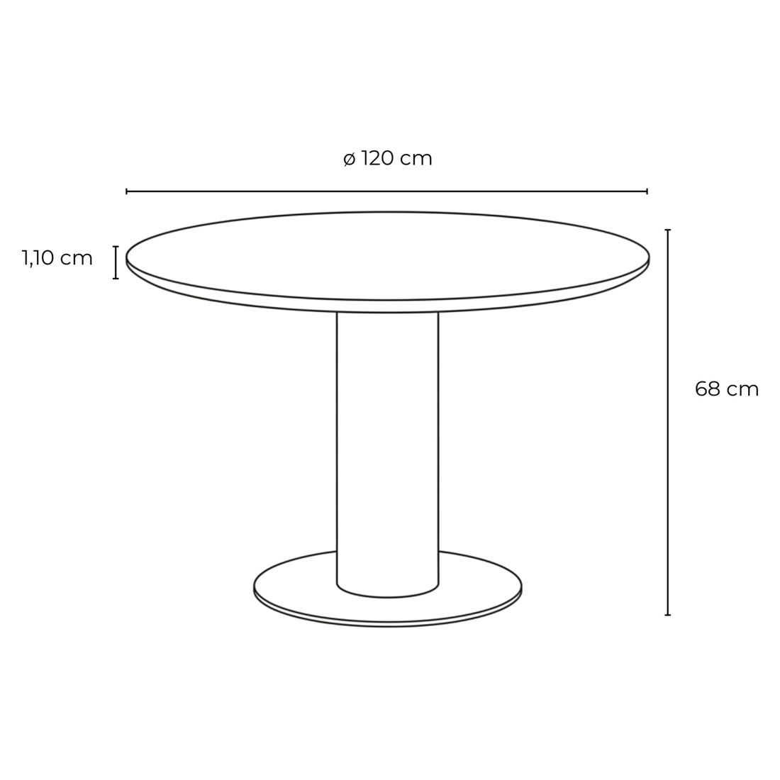 Hartman Zaragoza Low Dining Gartentisch Ø120cm Aluminium/Keramik