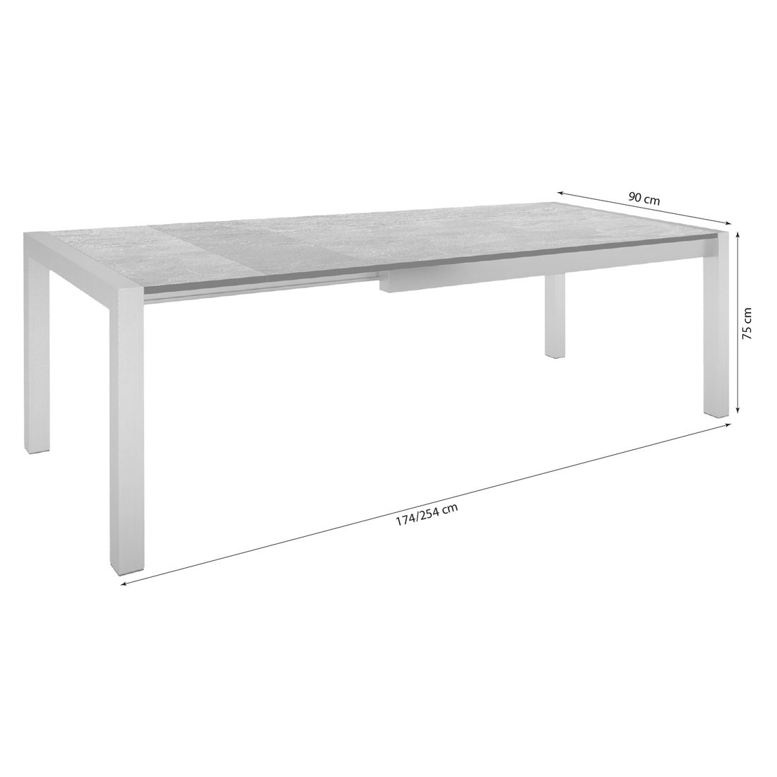 Stern Ausziehtisch 174/254x90cm Edelstahl/Silverstar