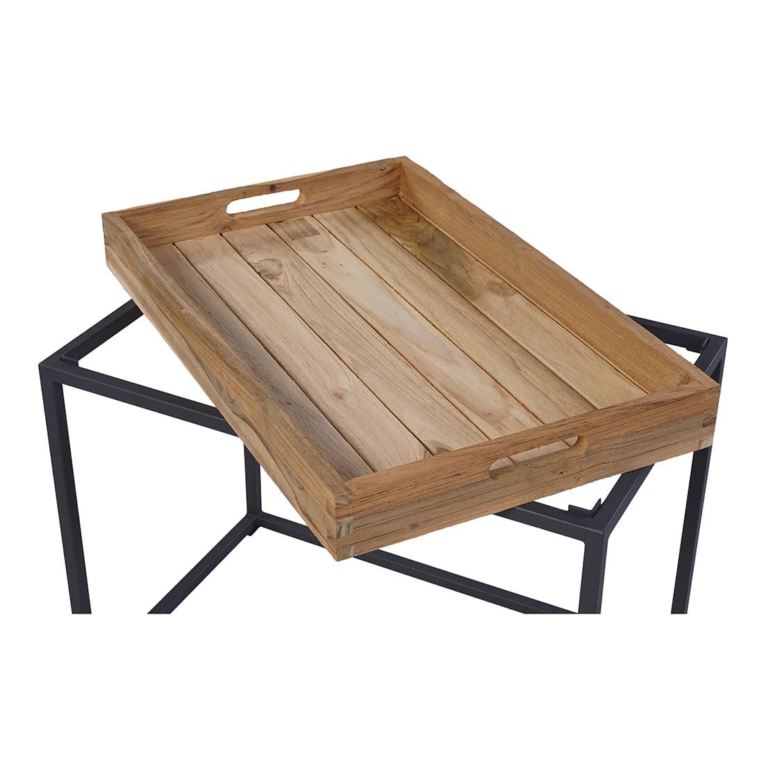OUTLIV. Tray Beistelltisch 53x35cm Stahl/Teak Recycelt