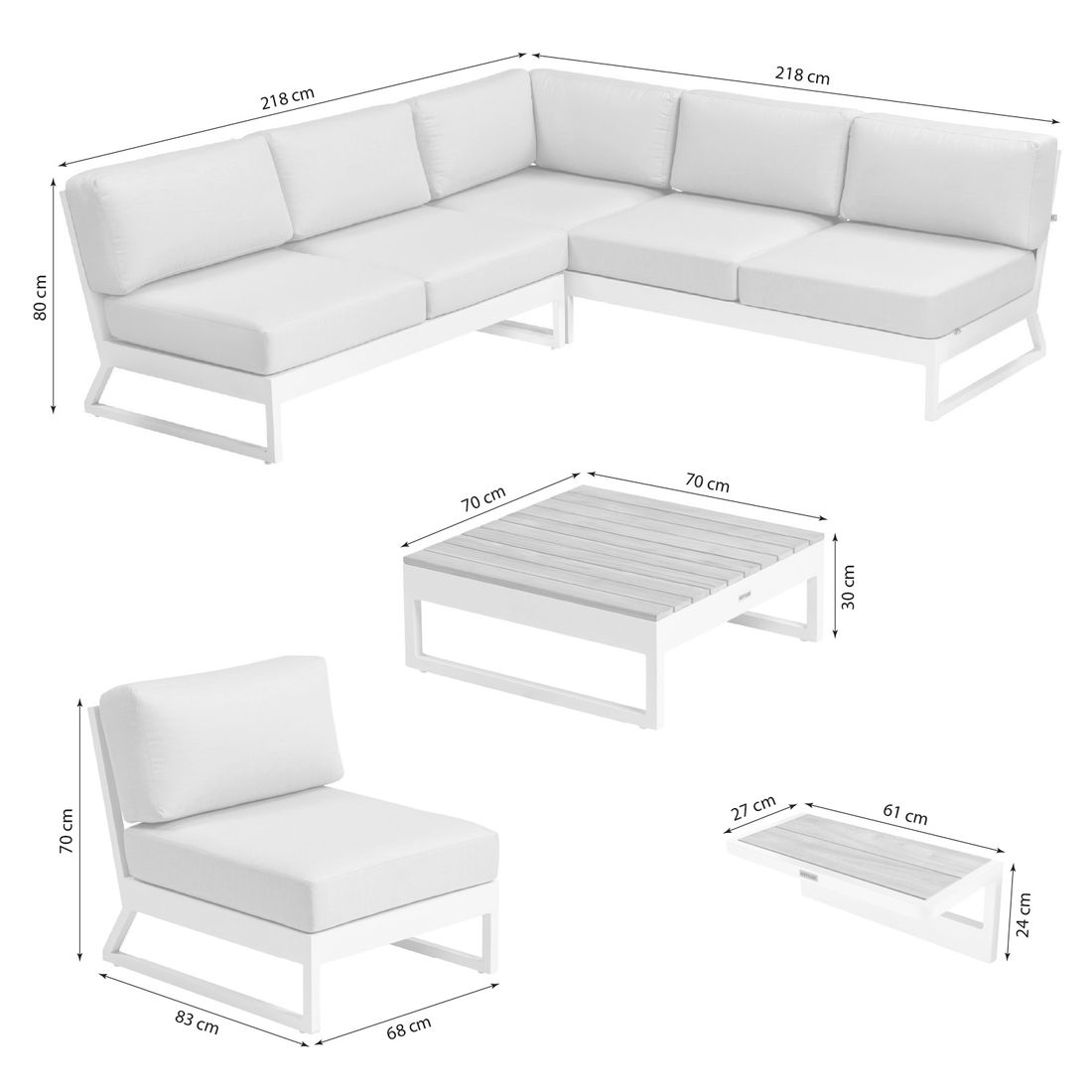 Kettler Ocean Skid Platform Ecklounge inkl. Loungetisch Aluminium/Sunbrella