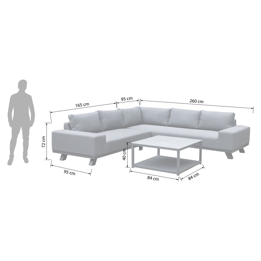 OUTLIV. Madagaskar Ecklounge inkl. Loungetisch Aluminium/Creacryl