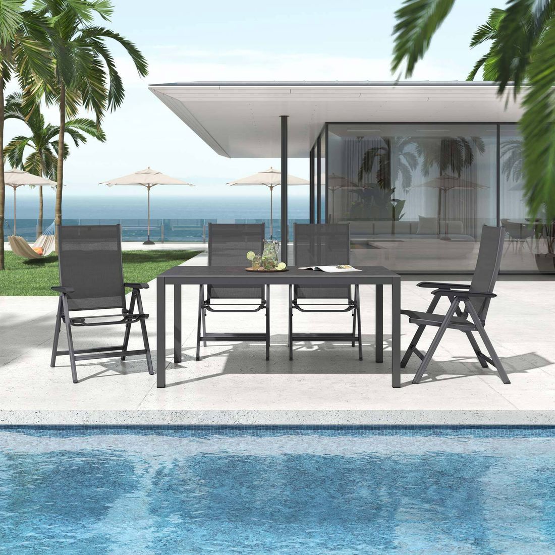 Kettler Basic Plus Gartenmöbel-Set M verstellbar (4 Plätze) Tisch 160x90cm