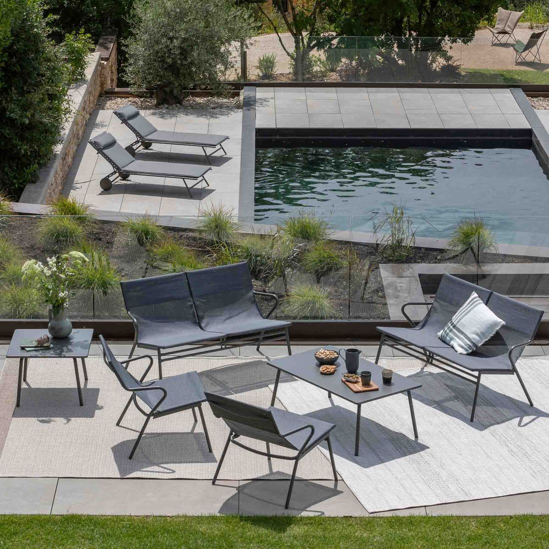 Lafuma Vence Loungetisch 59x102cm Stahl