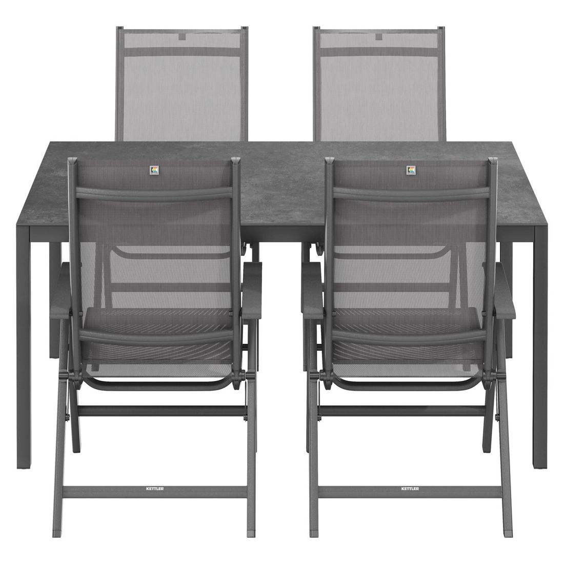 Kettler Basic Plus Gartenmöbel-Set mit OUTLIV. Tisch Aluminium/Keramik