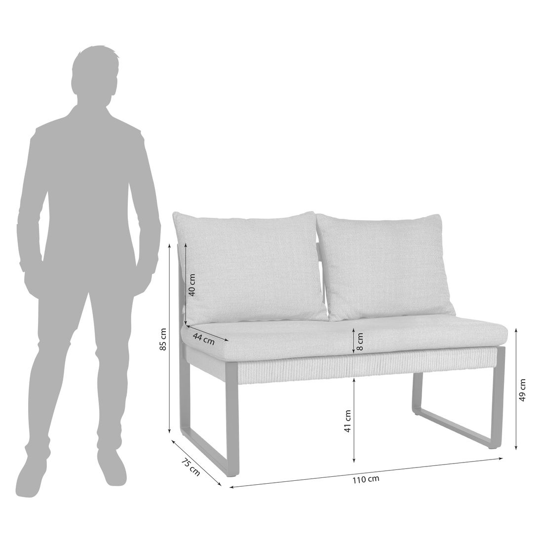 Stern Tammo Gartensofa Aluminium/Rope/Outdoorstoff