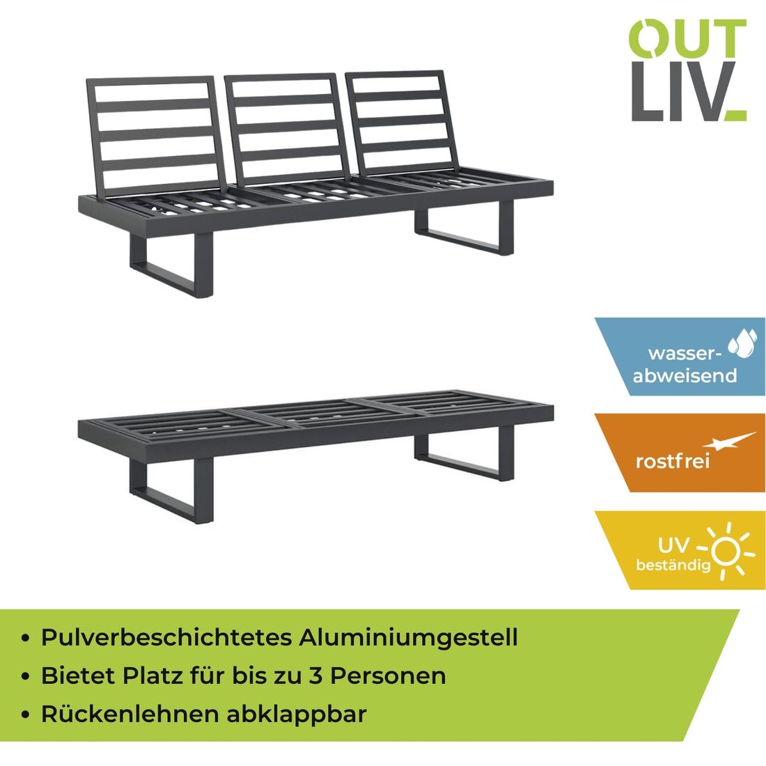 OUTLIV. Atlanta Gartensofa Aluminium/Olefin