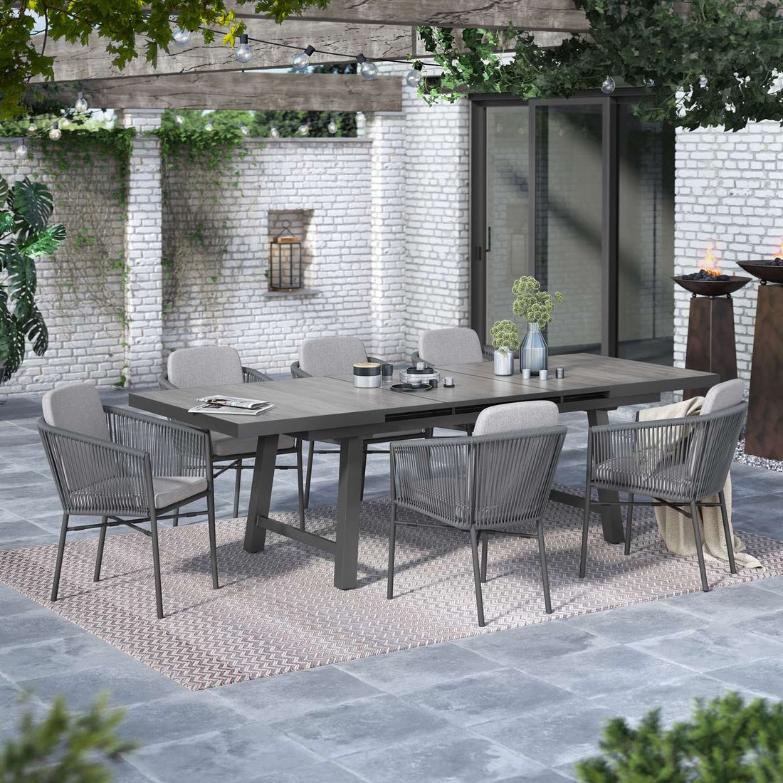 OUTLIV. Ohio Gartenmöbel-Set L (6 Plätze) Tisch 200/260x100cm