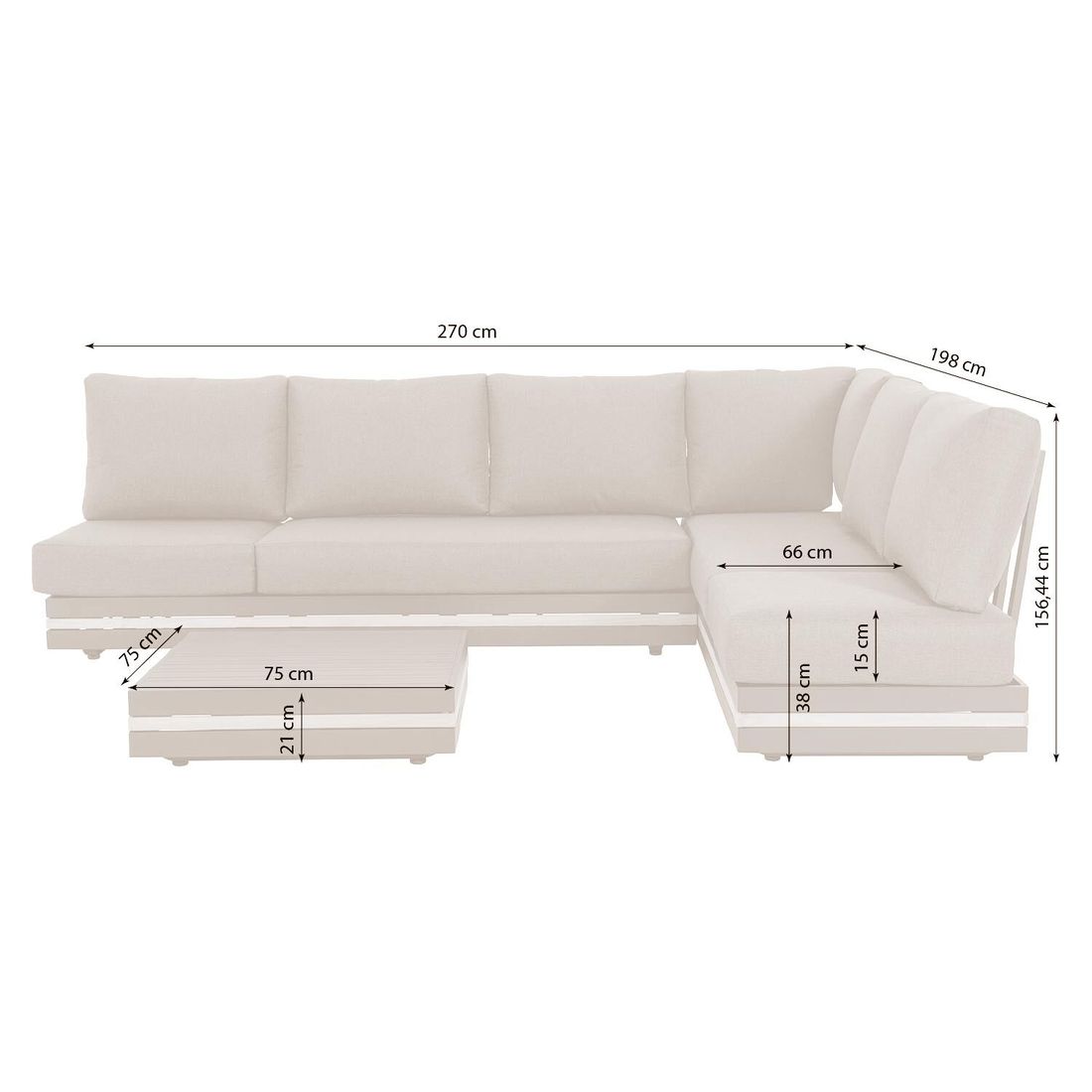 OUTLIV. Triest Ecklounge inkl. Loungetisch Aluminium/Spunpolyester