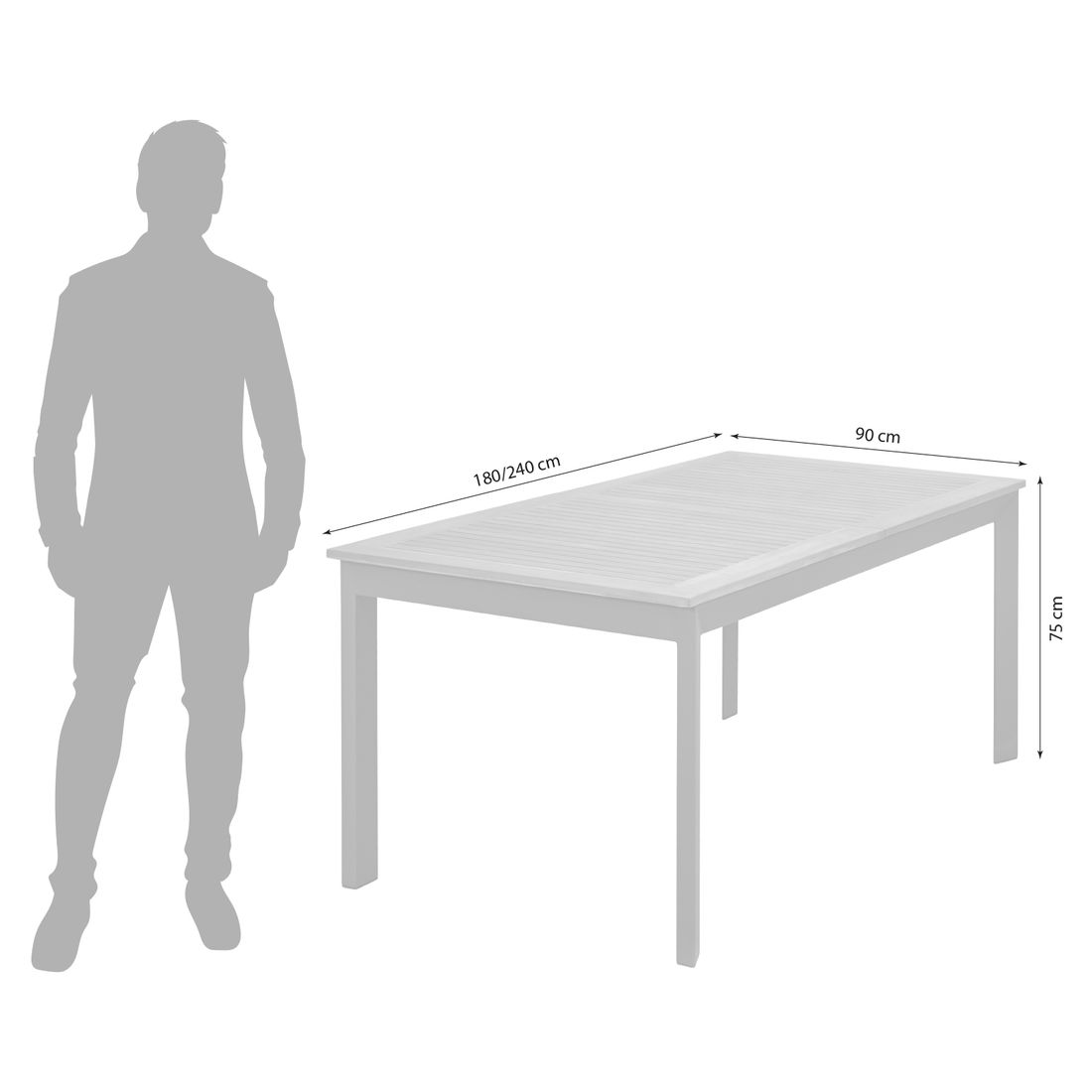 LC Garden Unicamo Ausziehtisch 180/240x90cm Aluminium/Teak