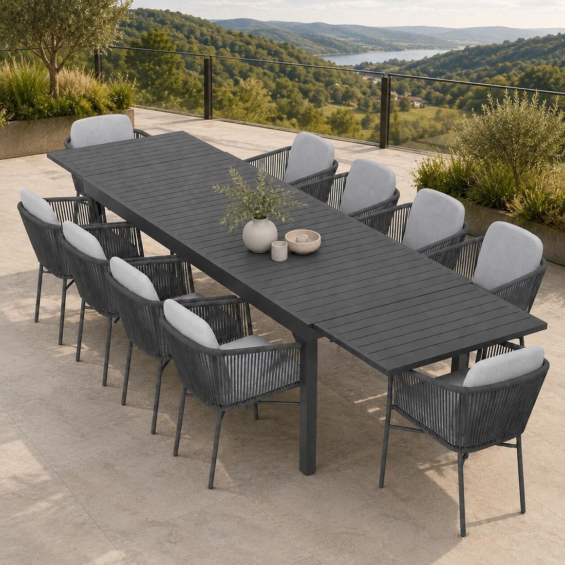 OUTLIV. Ohio Gartenmöbel-Set XXL (10 Plätze) Tisch 200/320x100,5cm