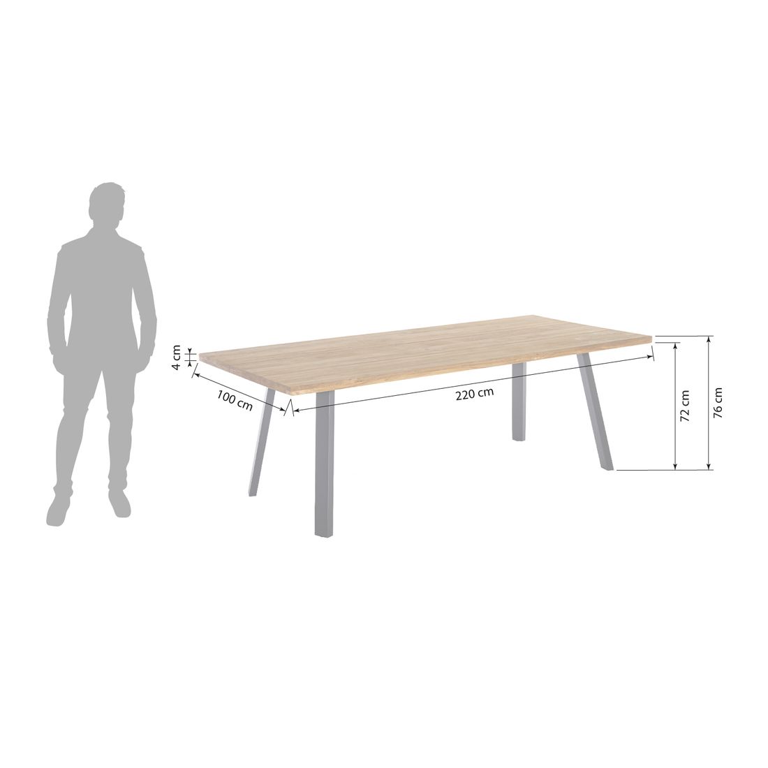 OUTLIV. Orleans Gartentisch 220x100cm Edelstahl/Teak