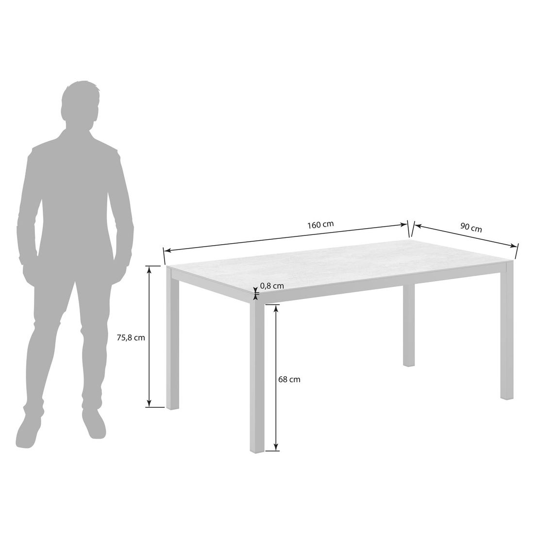 OUTLIV. Gartentisch 160x90cm Aluminium/Dekton