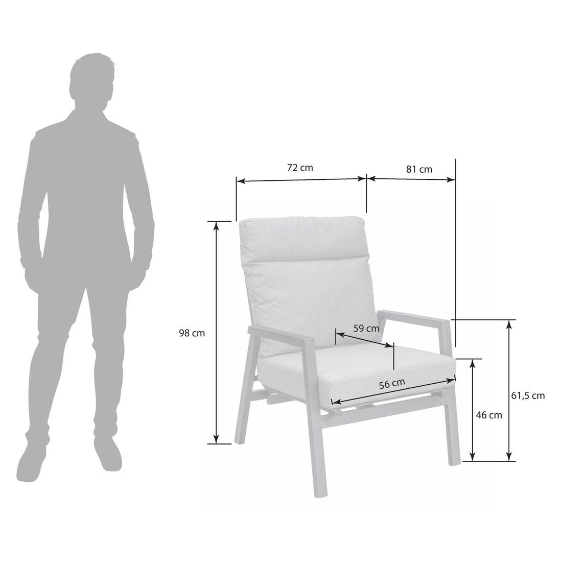 OUTLIV. Perth Loungesessel Aluminium/Kunstfaser