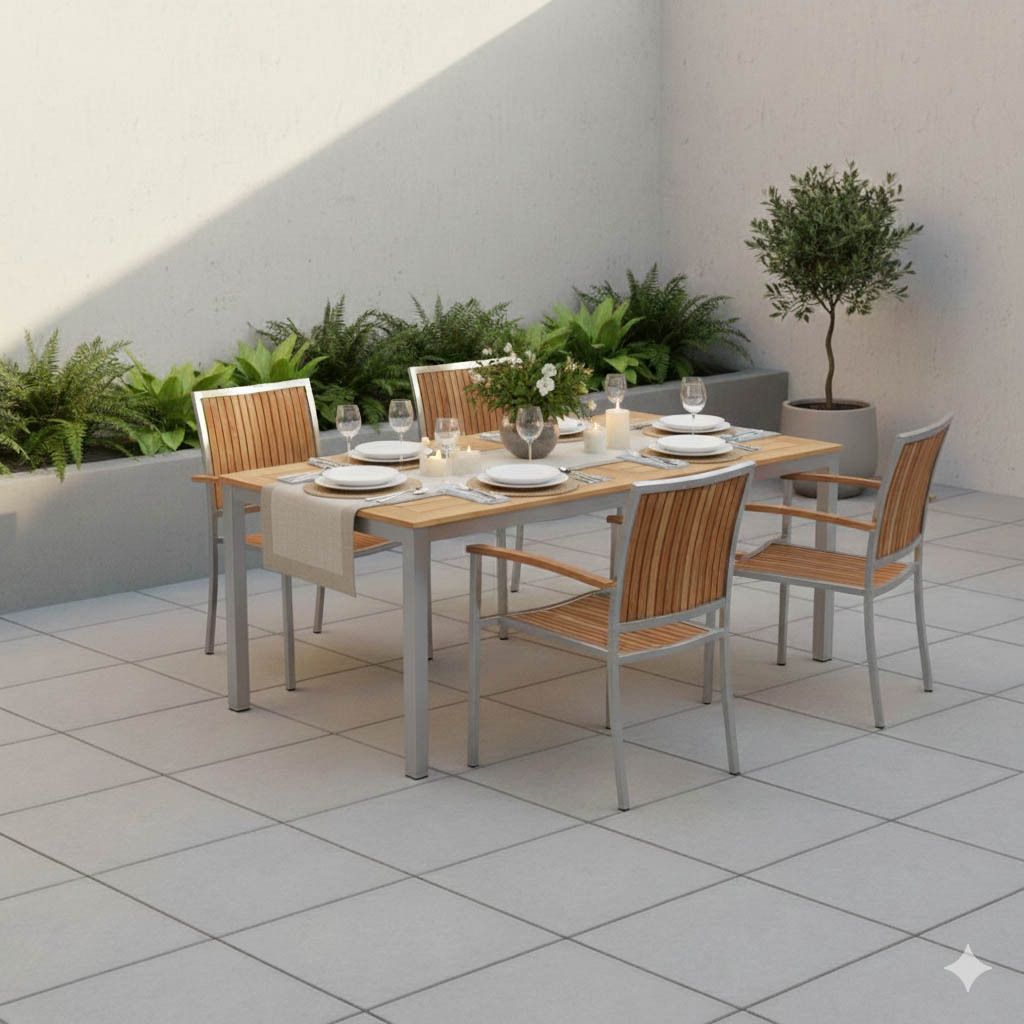 OUTLIV. Pasadena Gartenmöbel-Set M (4 Plätze) Tisch 180/240x90cm