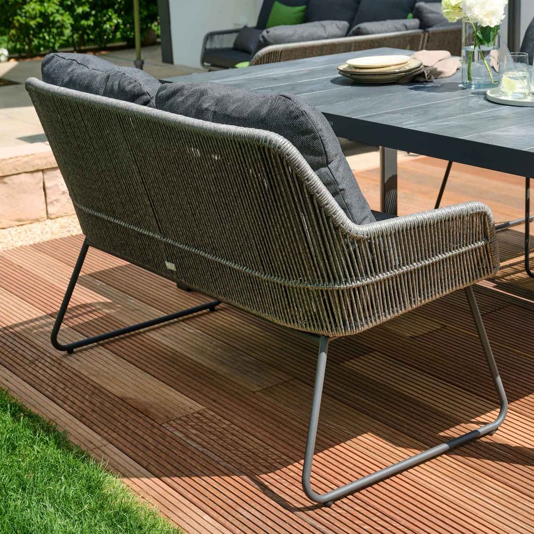 Siena Garden Kansas Diningsofa Aluminium/Geflecht