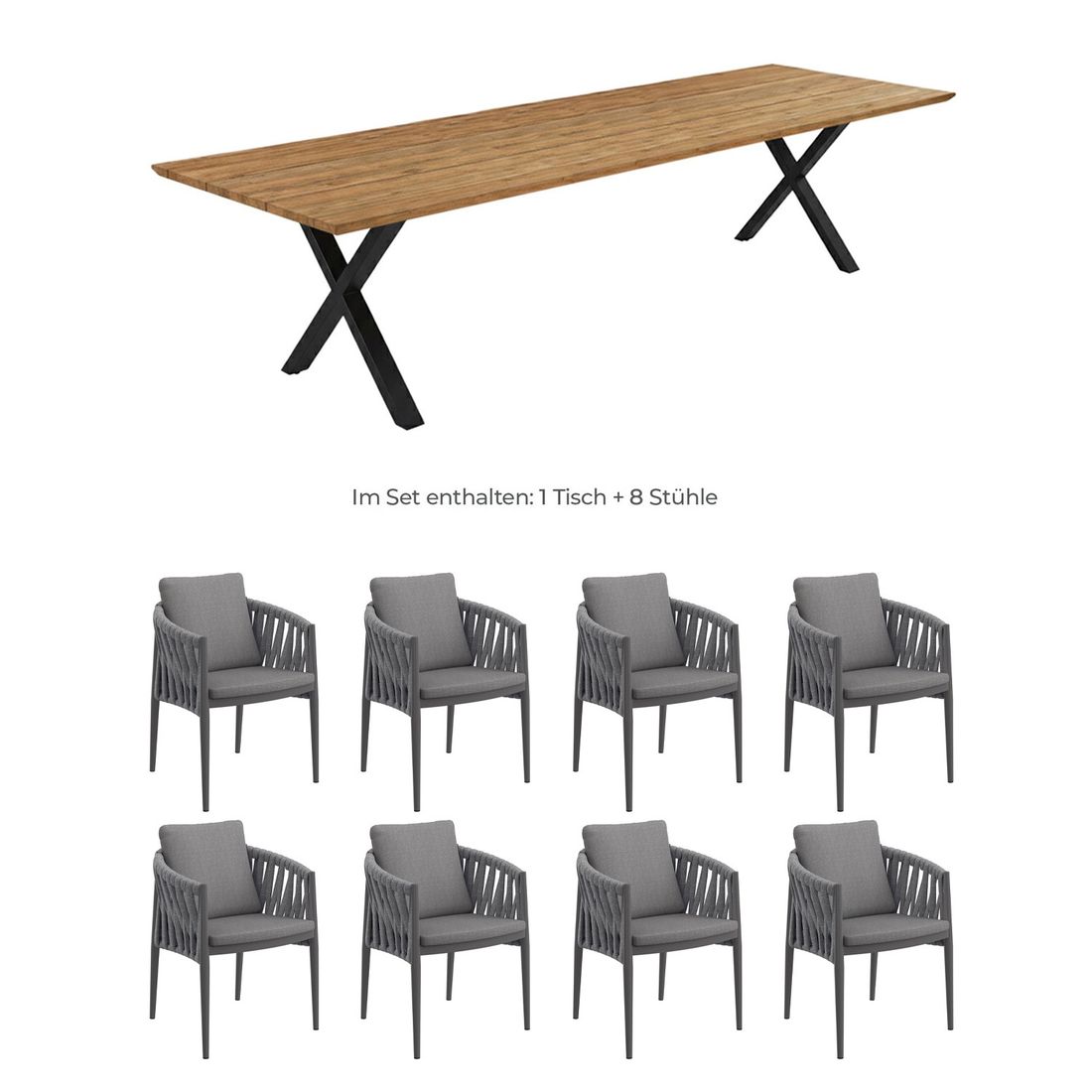OUTLIV. Lena Gartenmöbel-Set XL (8 Plätze) Tisch 240x100cm