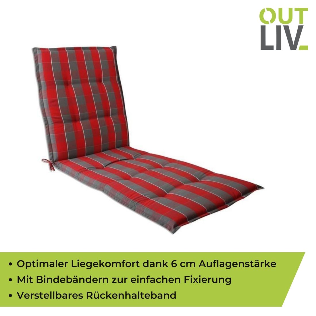 OUTLIV. Florence Gartenliegenauflage 60x190cm Mischgewebe