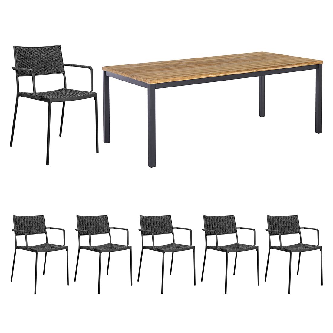 Cane-Line Less Gartenmöbelset 7-tlg. mit Tisch 220x100cm