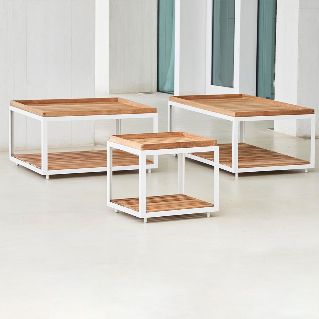 Cane-Line Level Beistelltisch 48x48cm Aluminium/Teak
