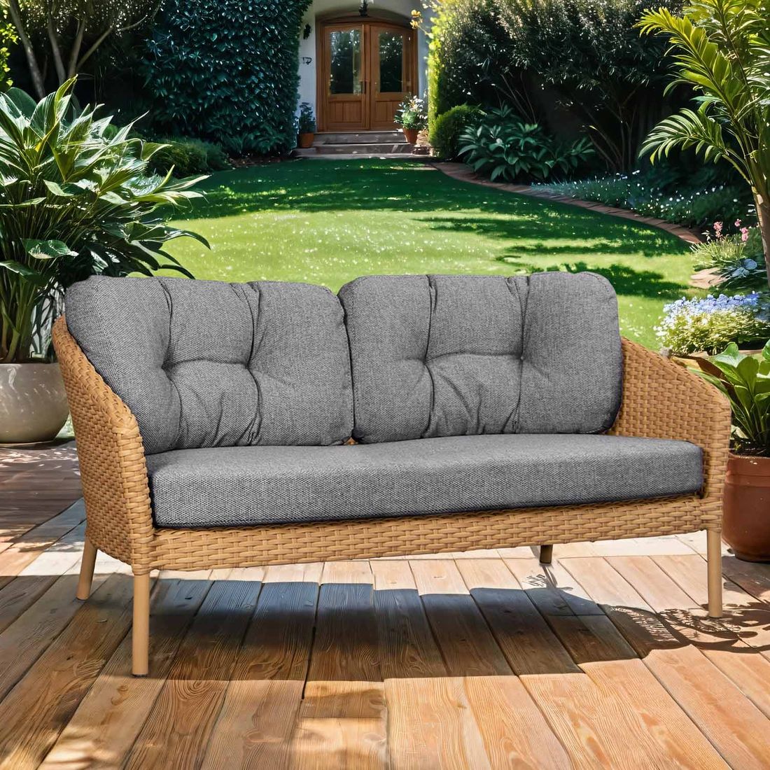 Cane-Line Ocean Gartensofa 155cm Alu/Geflecht/Polypropylen