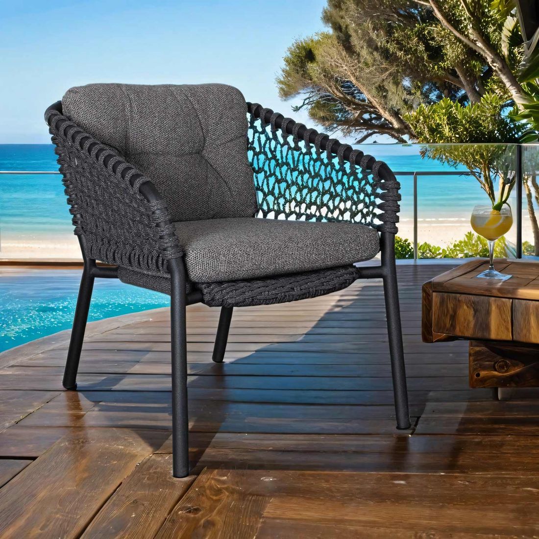 Cane-Line Ocean Loungesessel Aluminium/Rope