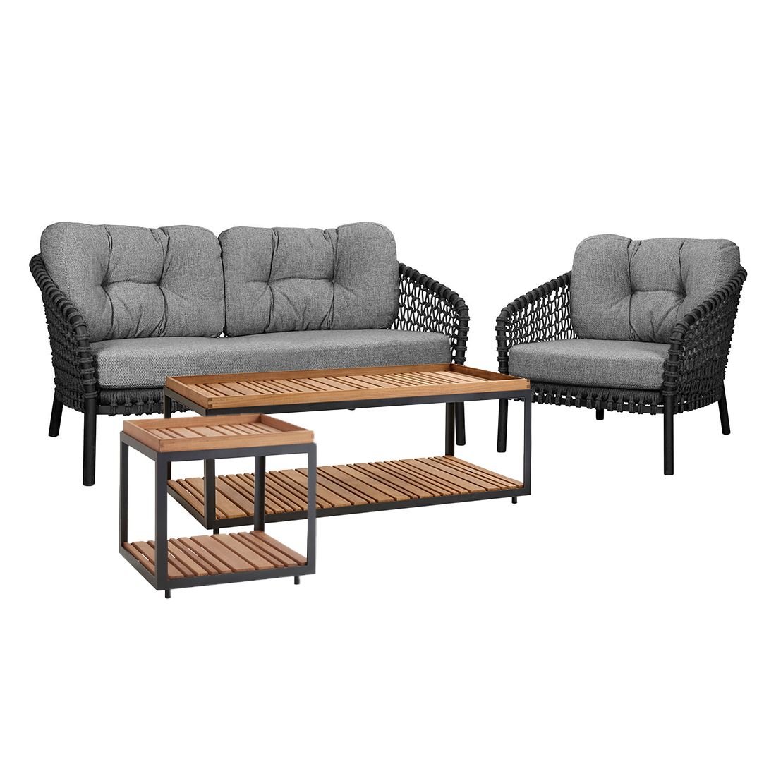 Cane-Line Ocean Loungeset 5-tlg. mit Tischen Aluminium/Teak